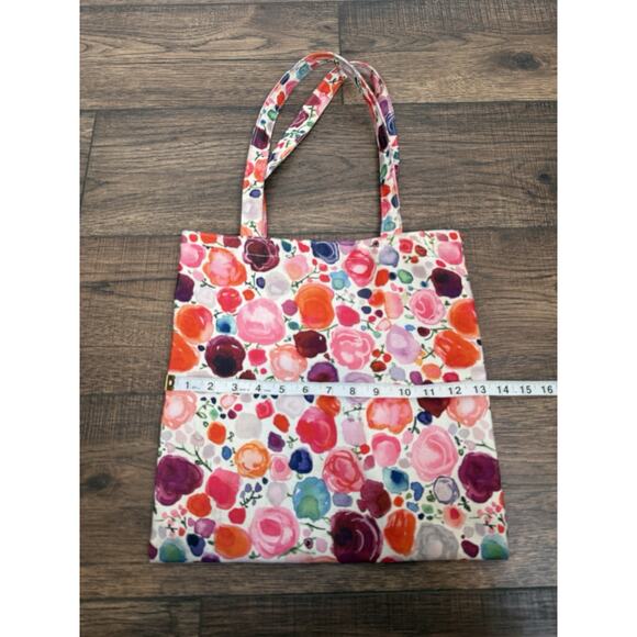 Kate Spade Canvas Tote Bag Floral Pink Vibrant Colors Interior Pocket - Picture 5 of 6